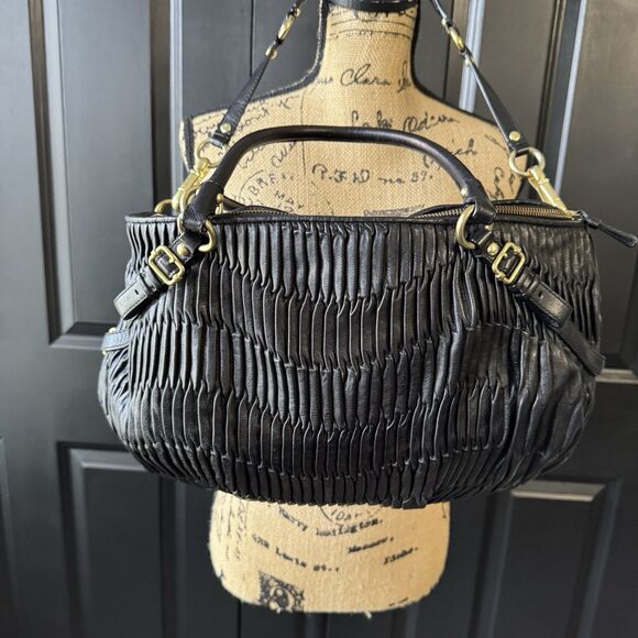 Coach Sophia Black Gathered Leather Handbag Purse Excellent Condition Used - Picture 6 of 13